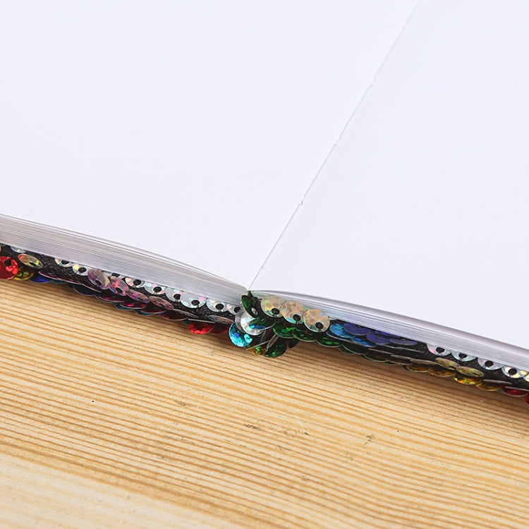 Lake blue sequin notebook spine edge with white lined pages