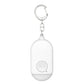 White keychain personal alarm flashlight with SOS button, front view