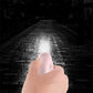 Pink keychain personal alarm flashlight held in hand with LED light