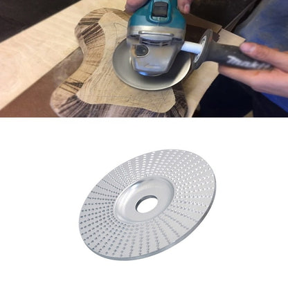 Silver angle-grinder sanding grinding disk with center hole and abrasive pattern