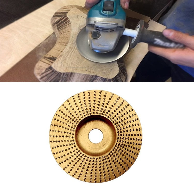 Gold abrasive grinding disk for angle grinder with center hole and dot pattern