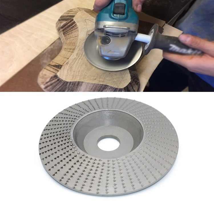 Silver abrasive grinding disk with center hole and dense raised dot pattern
