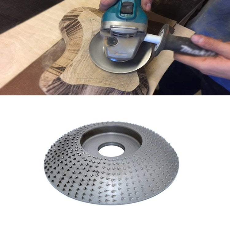 Silver abrasive angle-grinder grinding disk with center hole and textured surface