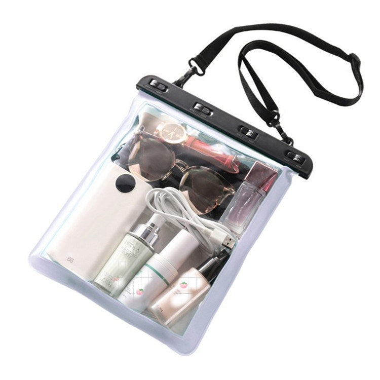 Light transparent waterproof single-shoulder bag with clear window and black strap