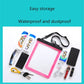 Pink waterproof single-shoulder bag with clear window panel and adjustable strap