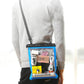 Blue transparent waterproof single-shoulder bag worn with clear window for small items