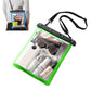 Green transparent waterproof single-shoulder bag with clear window and black strap