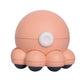 Pink octopus shoulder and neck massager, front view with circular control pad and black feet