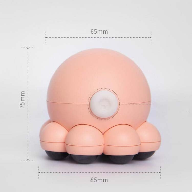 Pink octopus massager with size markings, circular control pad on top