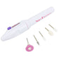 Electric nail file drill pen with 5 removable bit heads for manicure and pedicure