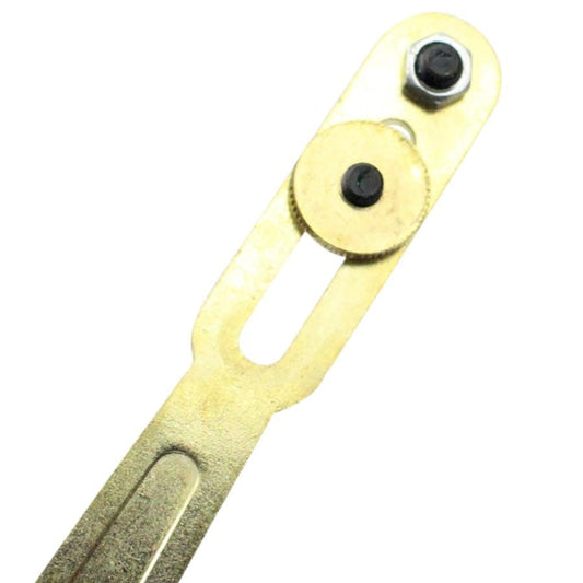 Two-jaw watch back opener tool end with round brass jaw and black contact pads