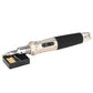 Gas soldering iron with black grip, metal barrel, and exposed soldering tip