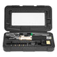 Gas soldering iron tool set with beige body, black handle, and tips in black case