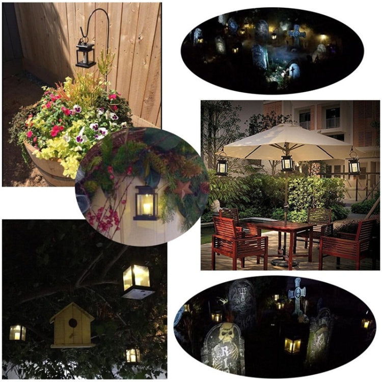 Black lantern-style LED candle lights for outdoor decor with warm glow