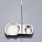 Stainless steel drainer tray with cup holder and single upright drain rod