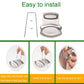 Stainless steel drainer tray installation kit with rods, base, and screws