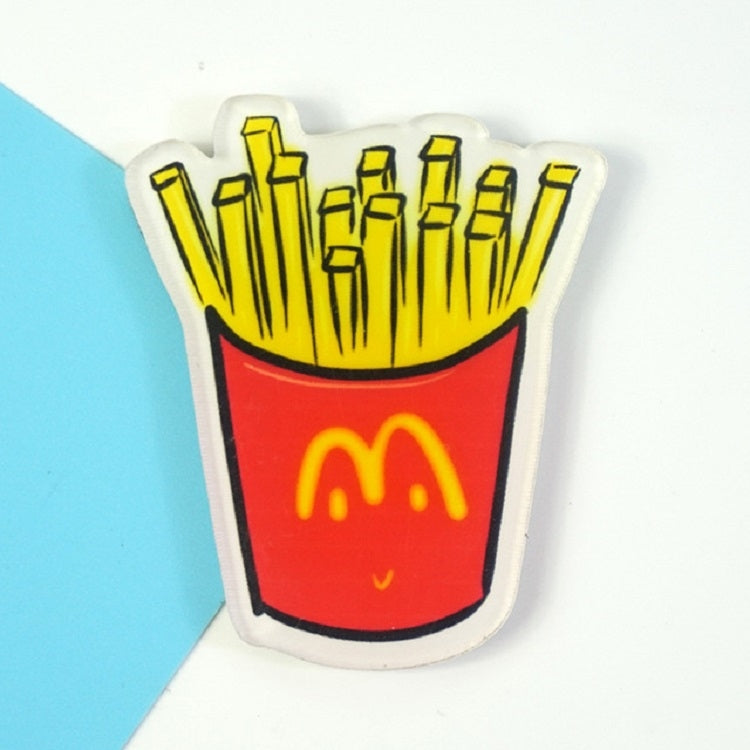 Cartoon French fries refrigerator magnet, red container with yellow fries graphic