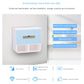 Light blue bathroom napkin holder tray with front handle slot and lower storage bays
