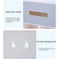 Light blue bathroom napkin holder tray with wide front opening and hanging back hole