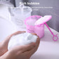 White foam held in hand from facial cleaner frother bottle