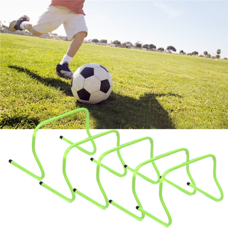 Football training hurdle with neon green frame and black end caps