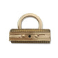 Gold-tone ring bag clasp with engraved rectangular bar and center pin