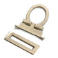 Gold-tone ring clasp hardware with separate rectangular pieces