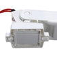 Open housing of white float switch controller with internal contact module and red lead