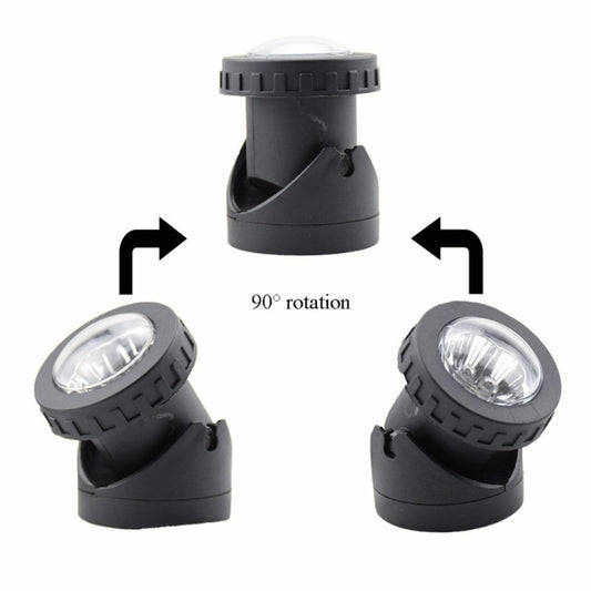 Outdoor solar spotlight with 90-degree adjustable lamp head, black housing