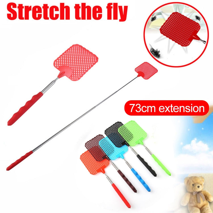 Retractable fly swatter set with long metal extension and colorful net heads