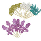 Glitter cupcake toppers set with gold fan and teal mermaid, plus purple mermaid silhouettes