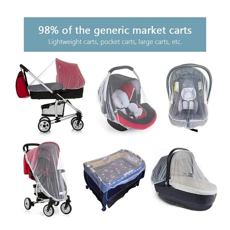 Baby pushchair mosquito net set, multiple stroller covers shown, 3-pack.