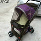 Baby pushchair mosquito net set, dark purple mesh canopy, 3-pack.