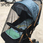 Baby pushchair mosquito net set, light blue mesh canopy over stroller, 3-pack.