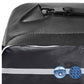 Water-resistant black bike bag fabric with top strap and mesh panel detail