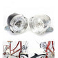 Pair of retro bicycle LED headlights with chrome bodies and clear lenses