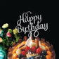 Happy Birthday cake topper insert, white lettering on a fruit cake