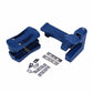 Blue edge banding trimmer tool with cutter blades and metal mounting plates