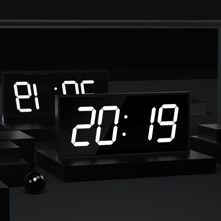 LED digital wall clock with white segmented time display 20:19