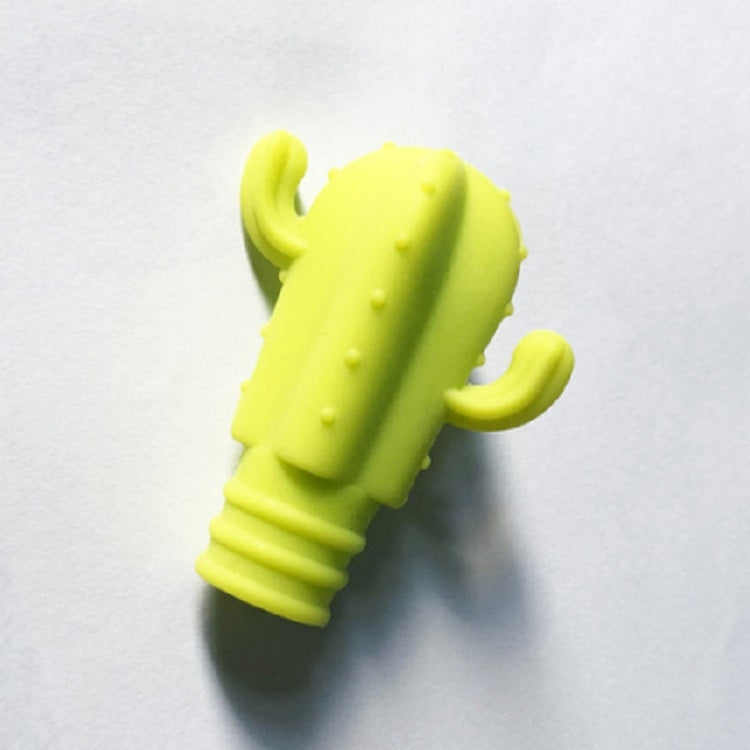 Yellow cactus silicone wine bottle stopper with ribbed body and side arms