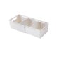 Three-compartment socks storage box with adjustable dividers, white plastic