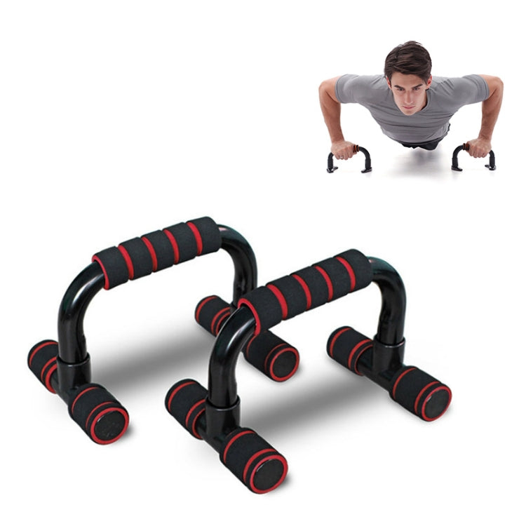 H-shaped push-up stand with black frame, blue foam grip sleeves, and two suction cup bases