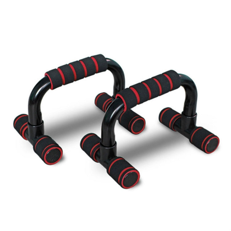 H-shaped push-up stand with black handles and blue foam rings, resting on suction cup feet