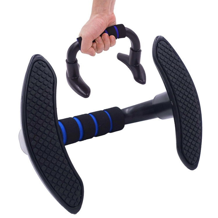 H-shaped push-up stand with textured blue-tipped suction pads and blue foam grip sleeves