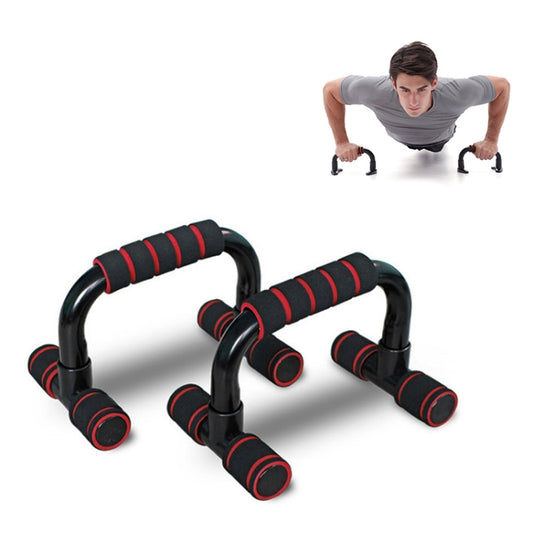 H-shaped push-up stand with black frame, blue foam grip sleeves, and two suction cup bases