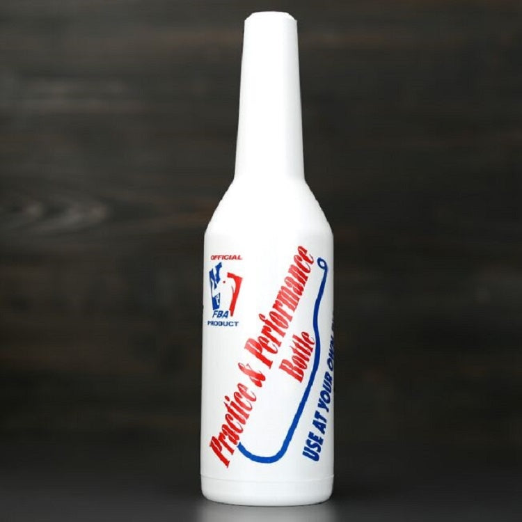 White plastic squeeze bottle with ribbed cap and printed bartending label.