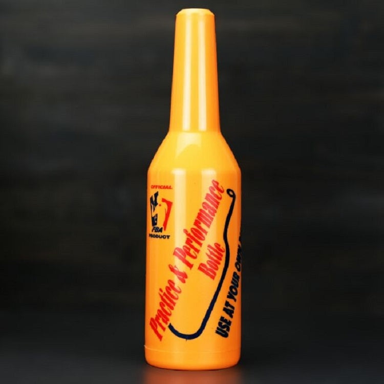 Orange plastic exercise bottle with flip-top cap and printed label
