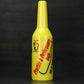 Yellow plastic exercise bottle with flip-top cap and printed label