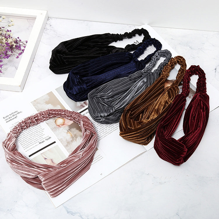 Velvet wide cross-knot headband set in multiple colors, elastic twisted knot