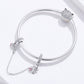 S925 silver cat charm safety chain bracelet with cat head and pink CZ accent
